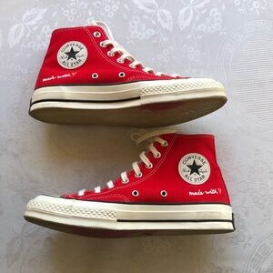 Converse Chuck 70 Red High Sneakers Women’s Size 10 Valentine Day Lace-Up Shoes